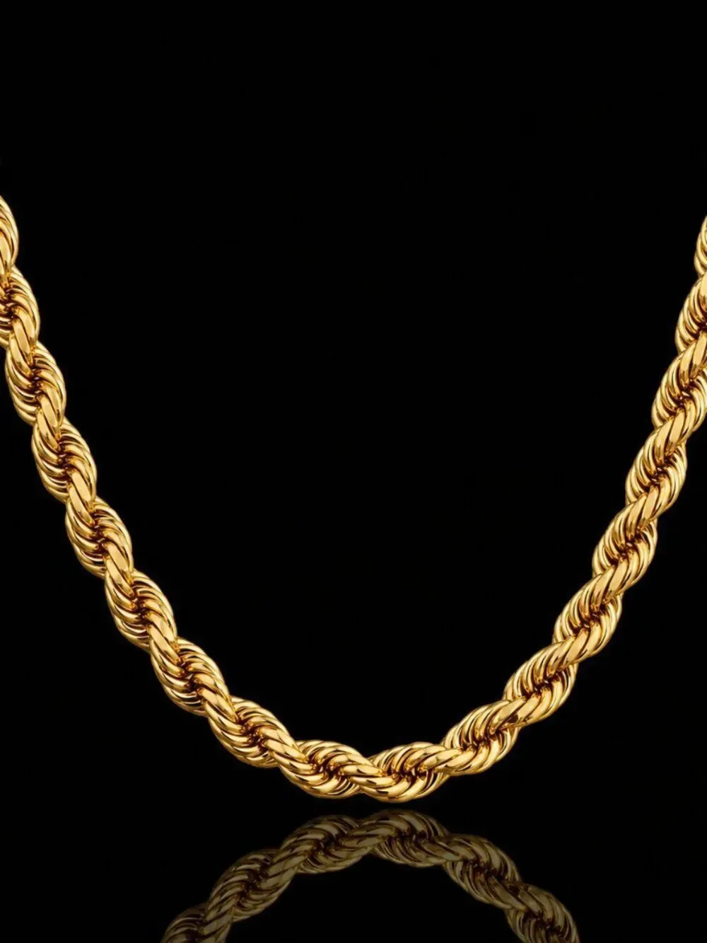 Gold 8mm Stainless Steel Rope Necklace